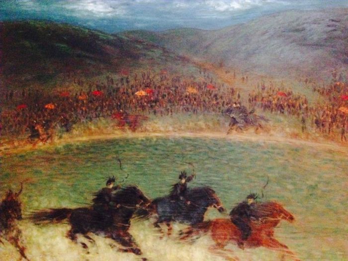 Qubihabu's Contemporary Oil Painting - Horse Racing