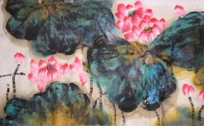 Shen Liping's Contemporary Chinese Painting - The Charm of Lotus Pond 3