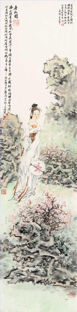 Sheng Tianye's Contemporary Chinese Painting - A Beautiful Lady in Spring