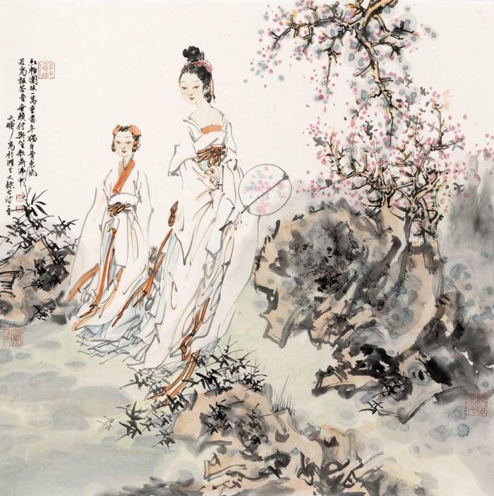 Sheng Tianye's Contemporary Chinese Painting - Tow Ladies