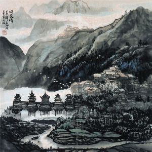 Contemporary Artwork by Shi Dafa - Landscape of Dong Nationality