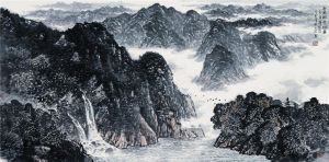 Contemporary Artwork by Shi Dafa - Landscape of Jinggang Lake