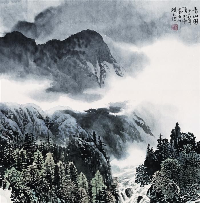 Shi Dafa's Contemporary Chinese Painting - Mountain in Spring
