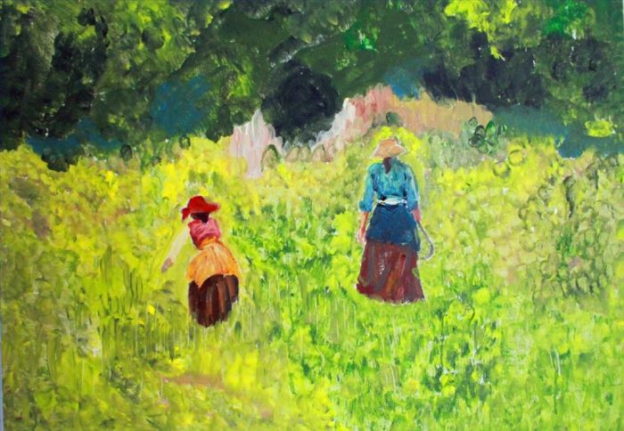 Xu Shihong's Contemporary Oil Painting - Raping Highland Barley