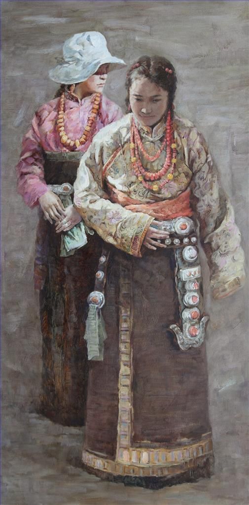 Shi Xiaowei's Contemporary Oil Painting - Sisters