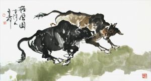 Contemporary Artwork by Song Chonglin - The Power of Bulls