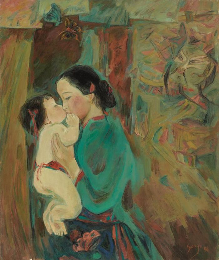 Song Xianzhen's Contemporary Oil Painting - Mother and Son