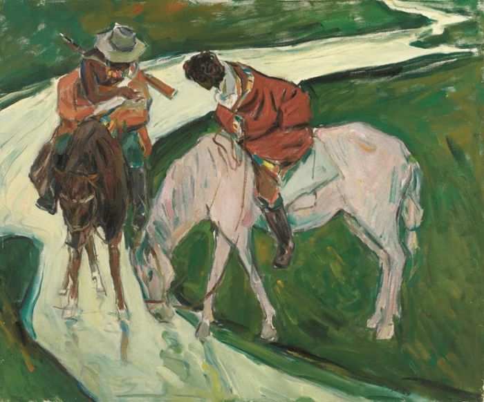 Song Xianzhen's Contemporary Oil Painting - Watering The Horses