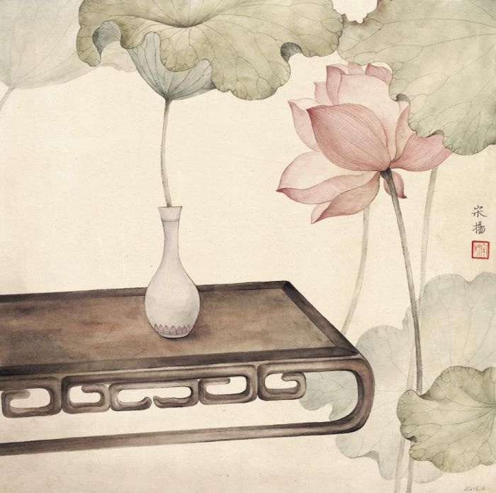 Song Yang's Contemporary Chinese Painting - The Heart of Lotus