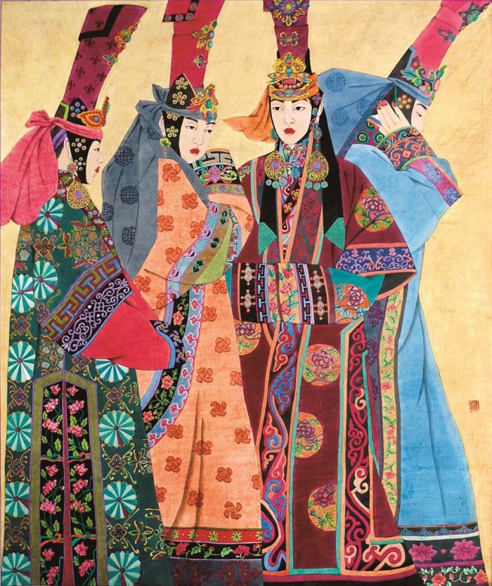 Su Ruya's Contemporary Chinese Painting - Mongolia Ladies