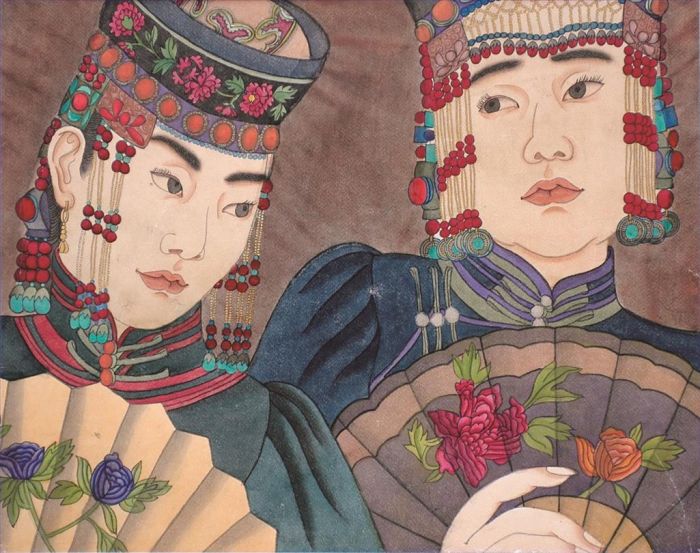 Su Ruya's Contemporary Chinese Painting - Woman of Mongolia Nationality 2