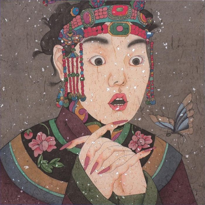 Su Ruya's Contemporary Chinese Painting - Woman of Mongolia Nationality 3
