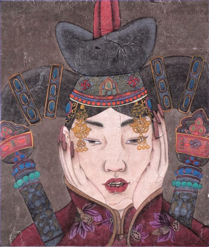 Su Ruya's Contemporary Chinese Painting - Woman of Mongolia Nationality