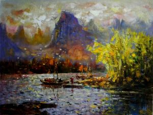 Contemporary Artwork by Su Yanling - Sunset Glow Over Lijiang