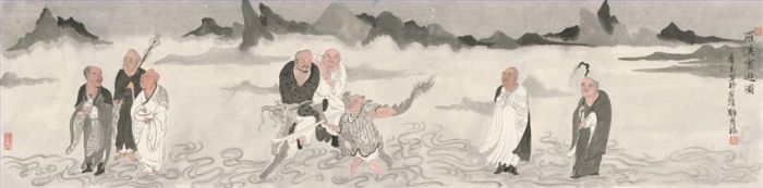 Sui Dong's Contemporary Chinese Painting - The Wandering of Arhats