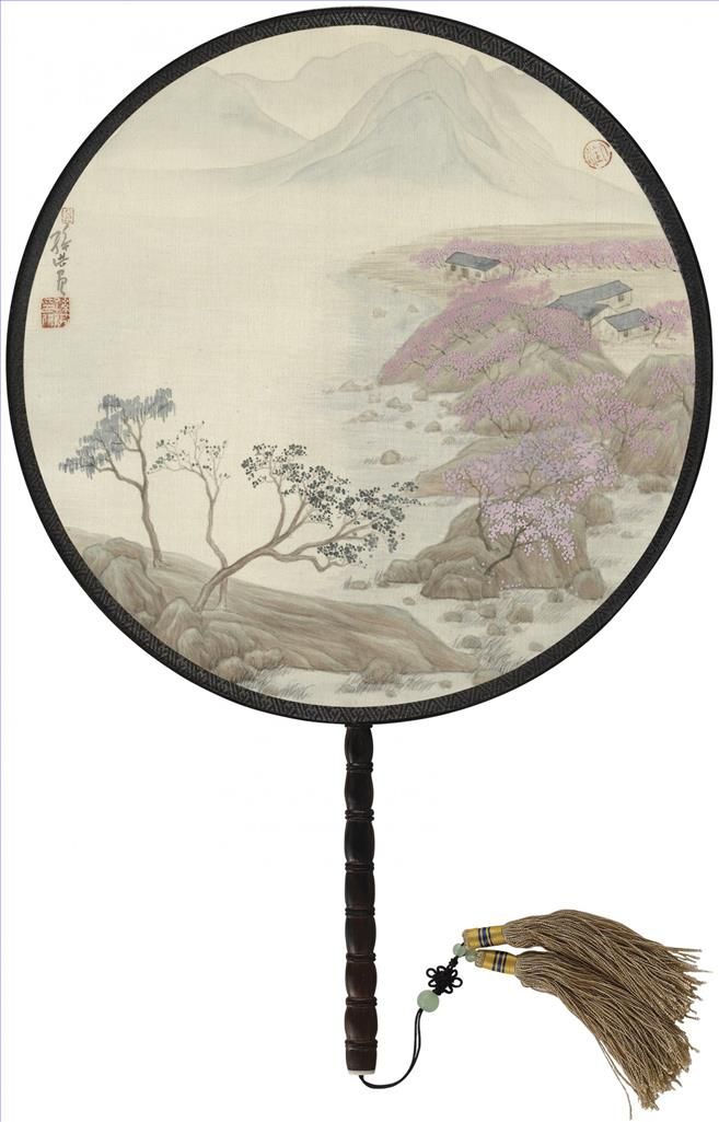 Sun Hong's Contemporary Chinese Painting - Circular Fan Landscape 2