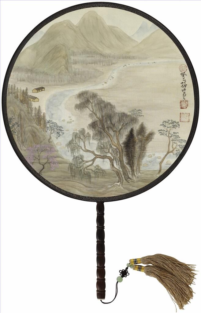 Sun Hong's Contemporary Chinese Painting - Circular Fan Landscape 4