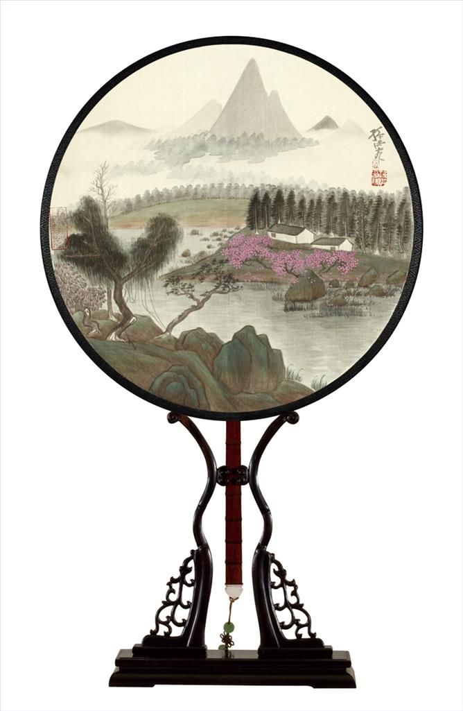 Sun Hong's Contemporary Chinese Painting - Circular Fan Landscape 5