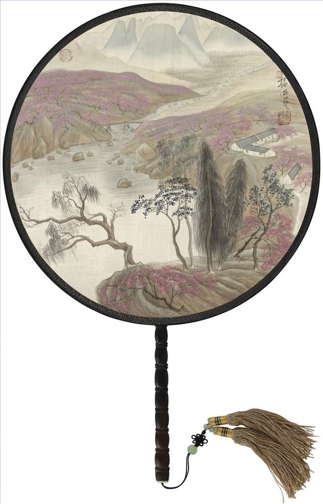 Sun Hong's Contemporary Chinese Painting - Circular Fan Landscape