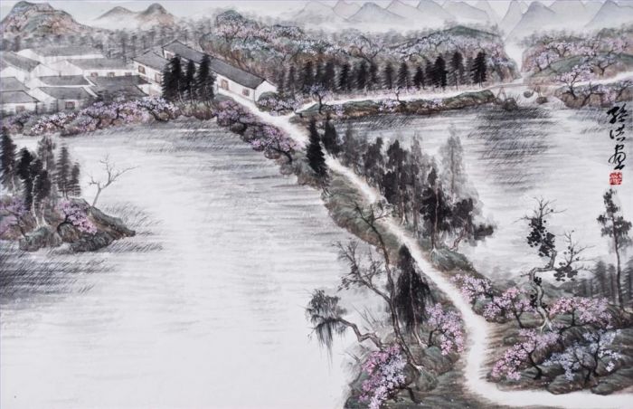 Sun Hong's Contemporary Chinese Painting - Spring in Wanzhuang