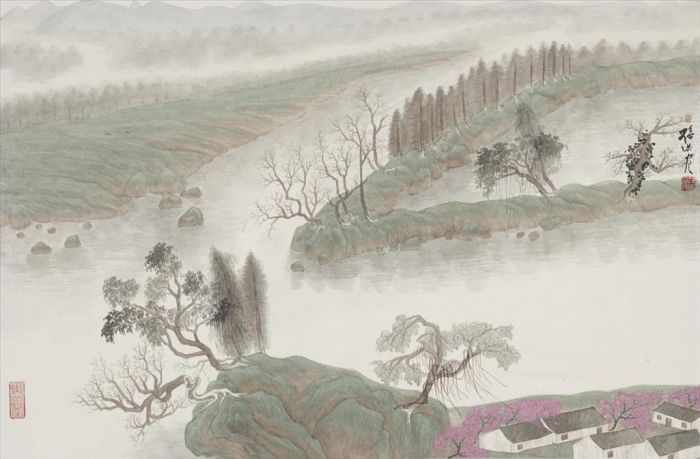 Sun Hong's Contemporary Chinese Painting - Waterside Village
