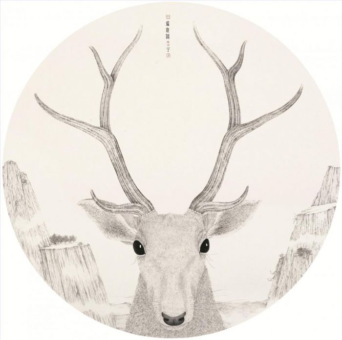 Sun Xingyu's Contemporary Chinese Painting - Lucky Deer