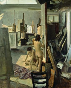 Contemporary Oil Painting - Two Naked Women in The Studio