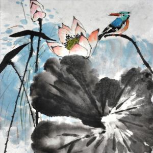 Contemporary Chinese Painting - Listening to The Wisper of Lotus