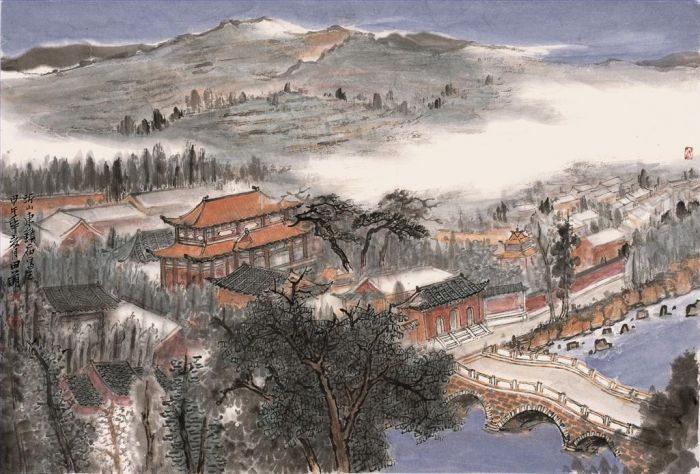 Tian Meng's Contemporary Chinese Painting - Dongzhen Temple in Yishan