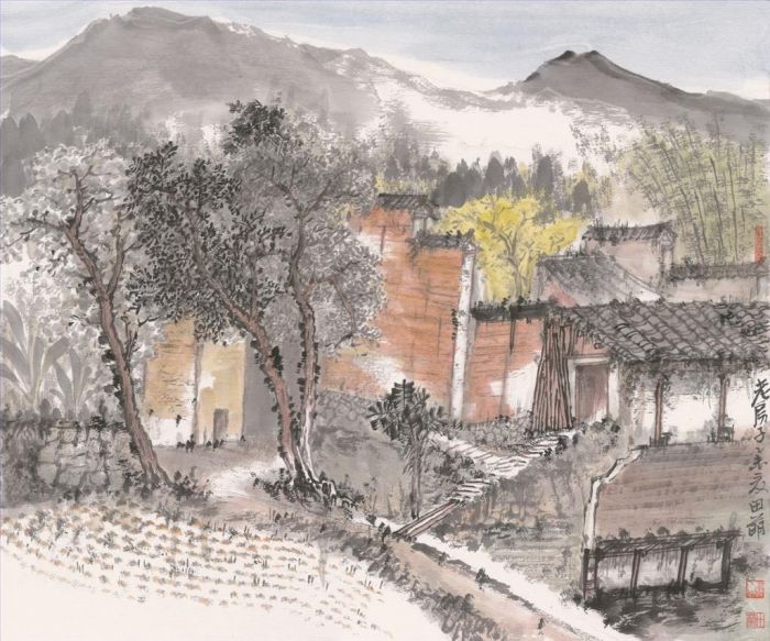 Tian Meng's Contemporary Chinese Painting - A Mountain Village in Wuyi