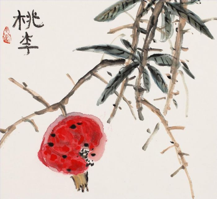 Tongxixiaochan's Contemporary Chinese Painting - Peaches and Plums