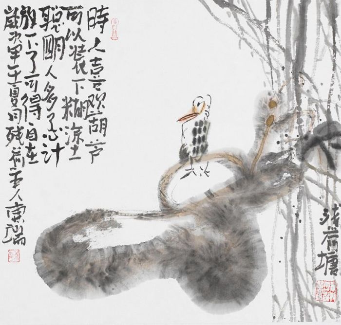 Wang Dongrui's Contemporary Chinese Painting - A Withered Lotus Pond