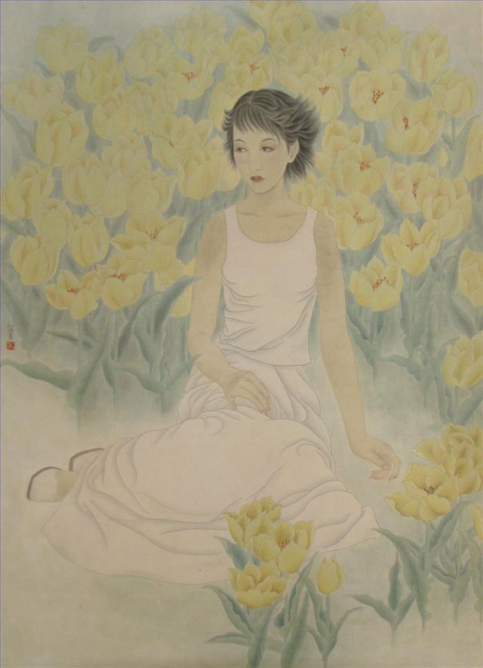 Wang Hongying's Contemporary Chinese Painting - A Beauty