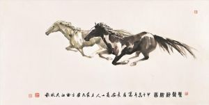 Contemporary Artwork by Wang Jiamin - Two Running Horses