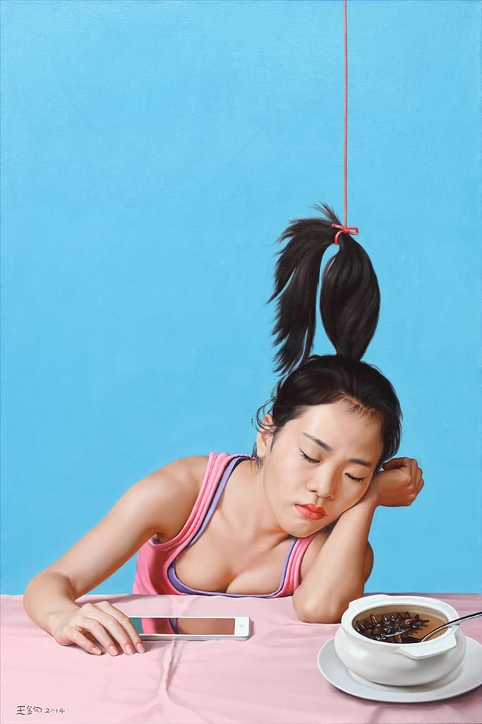 Wang Jun's Contemporary Oil Painting - Have Fun on The Way to be A Sage