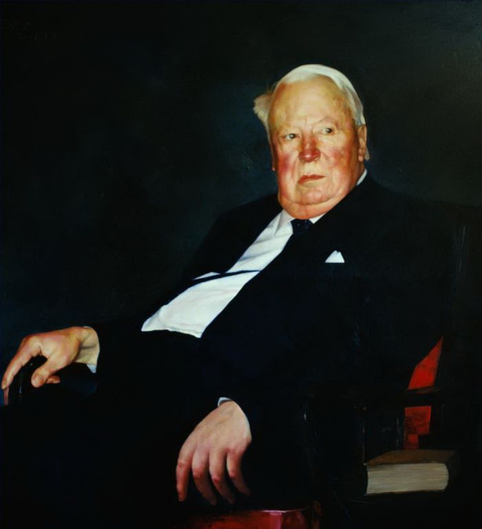 Wang Mingyue's Contemporary Oil Painting - A Portrait of The Late British Prime Minister Sir Edward Heath