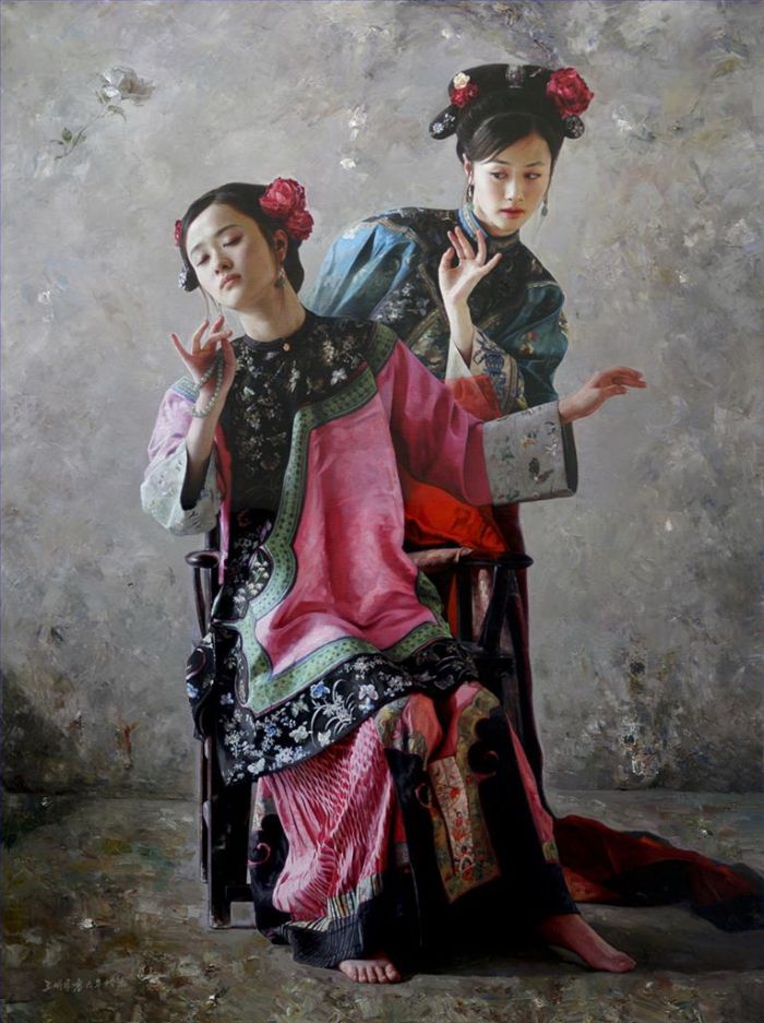 Wang Mingyue's Contemporary Oil Painting - Seek Flowers in A Dream