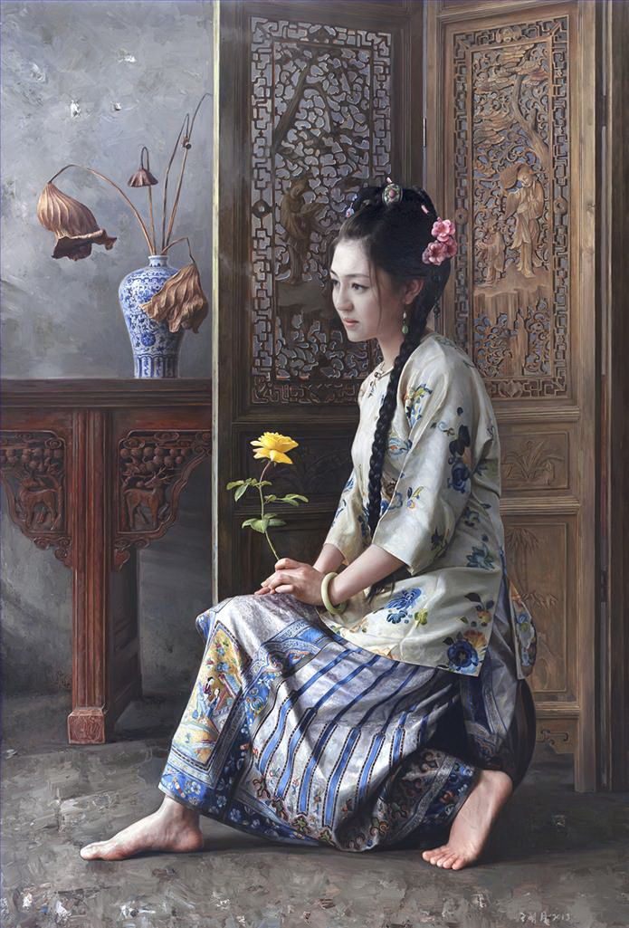 Wang Mingyue's Contemporary Oil Painting - The Hope of A Beauty