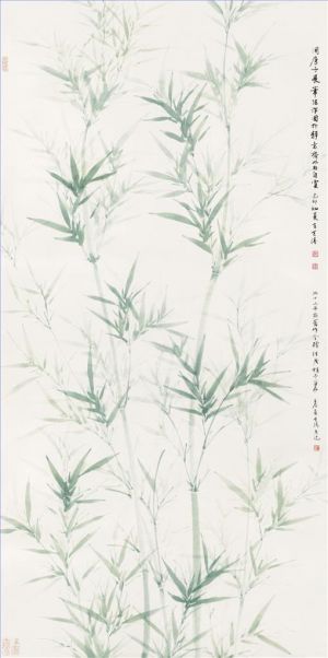 Contemporary Artwork by Wang Shitao - Green Bamboo