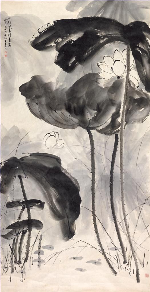 Wang Shitao's Contemporary Chinese Painting - Ink Painting Lotus