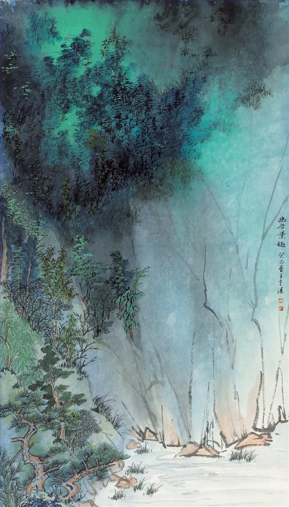 Wang Shitao's Contemporary Chinese Painting - Tranquil Valley