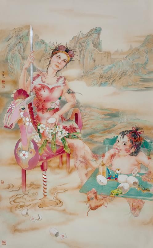 Wang Shuyi's Contemporary Chinese Painting - Story of Childhood