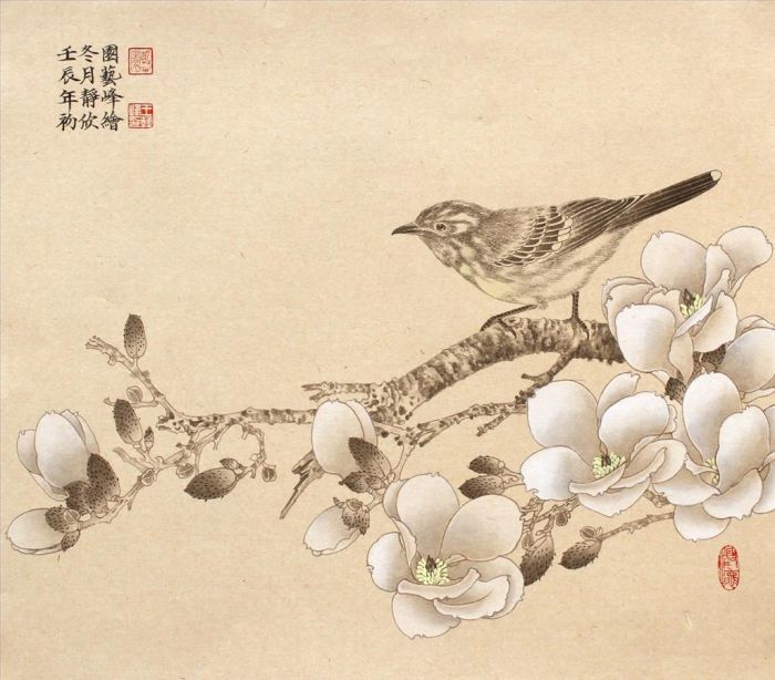 Wang Yifeng's Contemporary Chinese Painting - Painting of Flowers and Birds in Traditional Chinese Style
