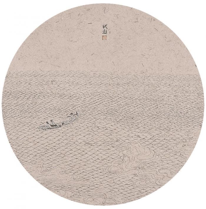 Wang Yuepeng's Contemporary Chinese Painting - Rafting in Pinghu Lake