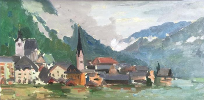 Wei Jie's Contemporary Oil Painting - Hallstadt