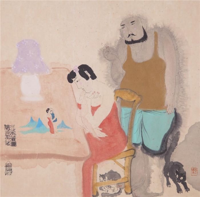 Wei Quanru's Contemporary Chinese Painting - Adam and Eve