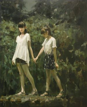 Contemporary Artwork by Wu Dayong - Girls Passing Through The Stream