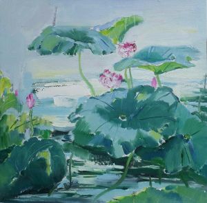 Contemporary Oil Painting - Lotus Pond 2