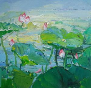 Contemporary Oil Painting - Lotus Pond 4