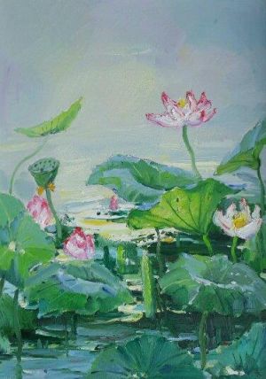 Contemporary Oil Painting - Lotus Pond
